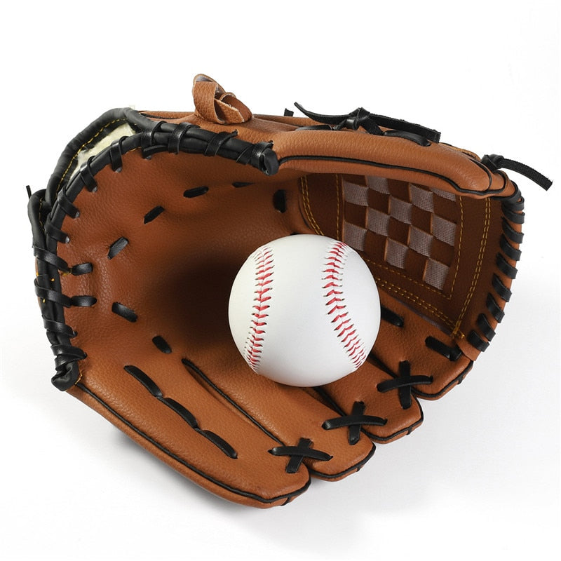 Outdoor Sports Baseball Glove Brown PU Wear Resistant Durable Softball Training Sport Gloves Men Teenager Child Portable Glove