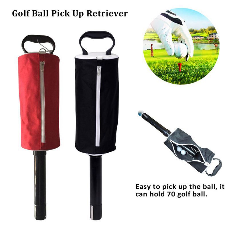 Golf Ball Retriever Portable Detachable Water Resistant Zipper Pick-up Storage Bag Balls Catcher Collector With Handle Frame, Ho