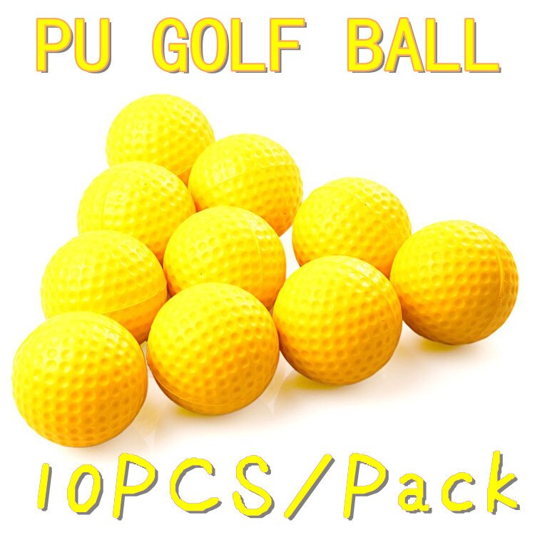 10pcs/pack Soft Indoor Practice PU Yellow Golf Balls Training Aid H8876 Free Shipping Drop Shipping Wholesale