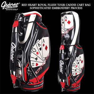 Poker "ACE HIGH STRAIGHT" Golf Caddie Cart Bag PU Leather Golf Tour Staff Bag 5-way Come With Rainhood For Men Women